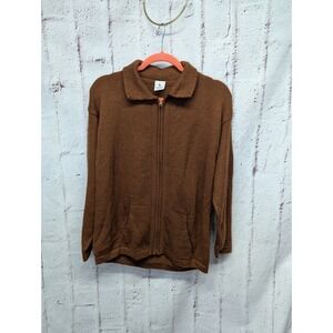 ALPACA Warehouse Size‎ S M 100% Alpaca  Burnt Brick Full Zip Jacket Sweater